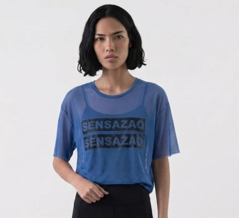 SENSAZAO Sheer Mesh Crop Tee
