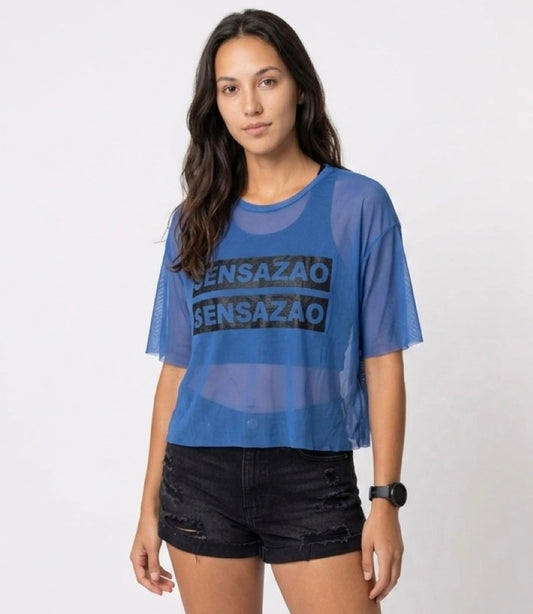SENSAZAO Sheer Mesh Crop Tee