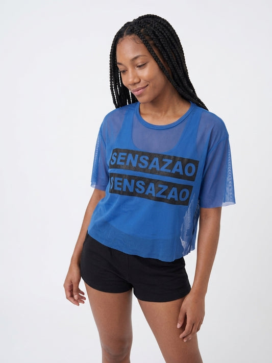 SENSAZAO Sheer Mesh Crop Tee