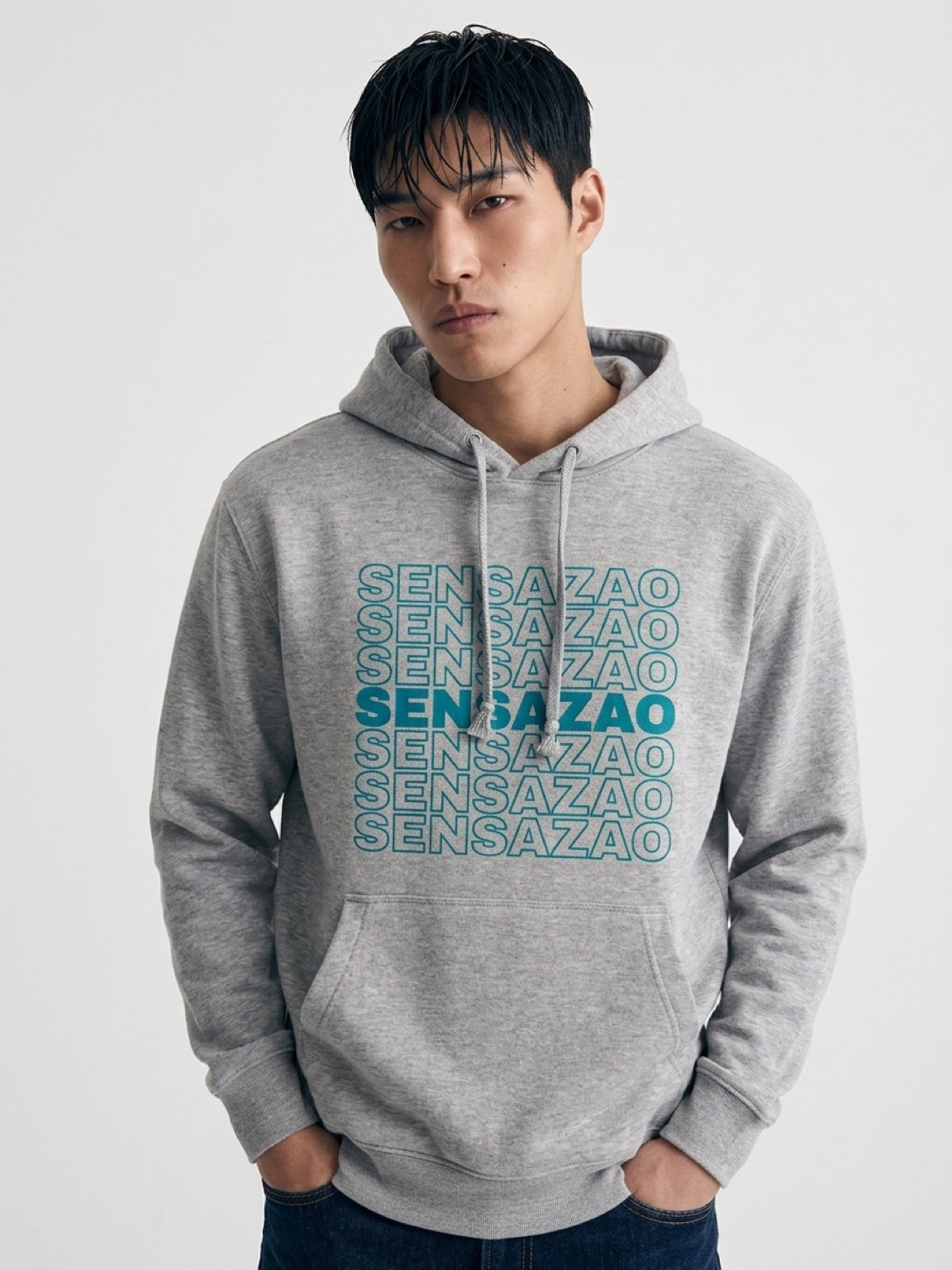 SENSAZAO Gray Graphic Hoodie
