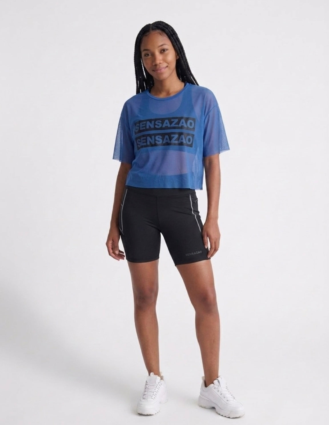 SENSAZAO Sheer Mesh Crop Tee