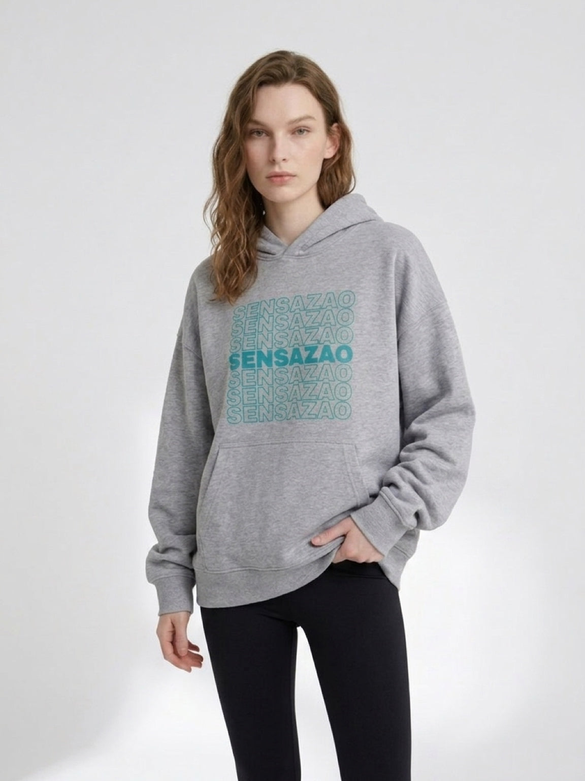 SENSAZAO Gray Graphic Hoodie
