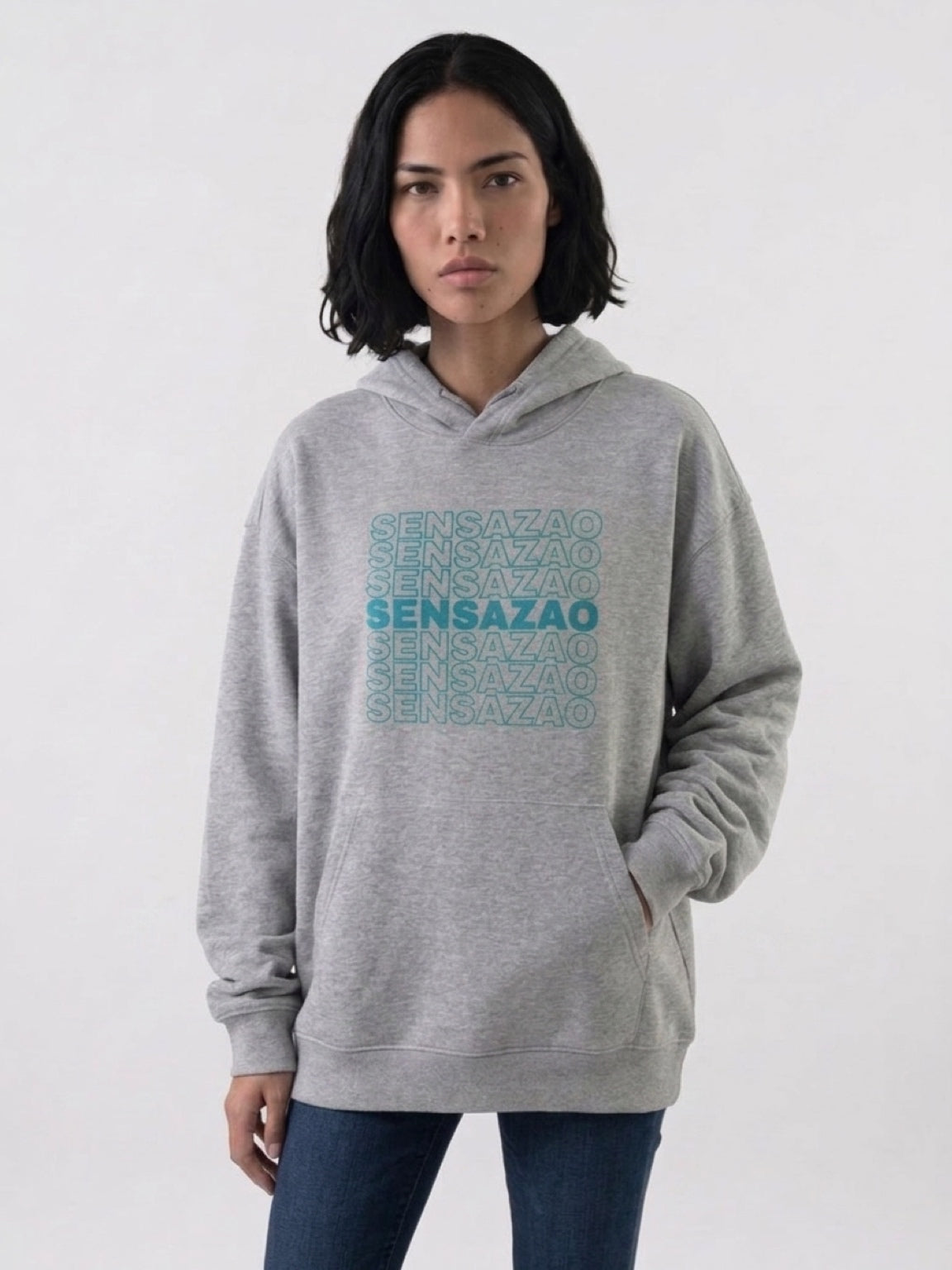 SENSAZAO Gray Graphic Hoodie