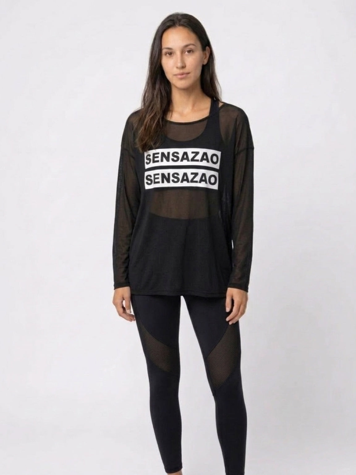 SENSAZAO Sheer Mesh Long Sleeve Top