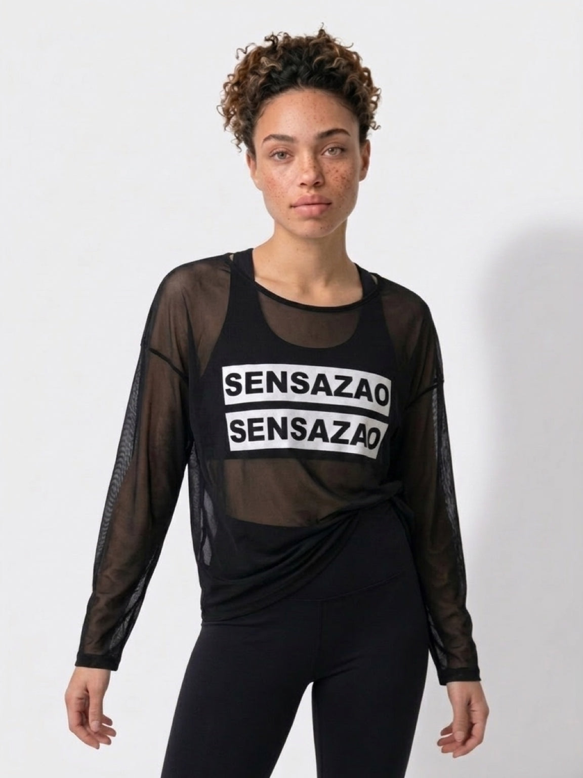 SENSAZAO Sheer Mesh Long Sleeve Top