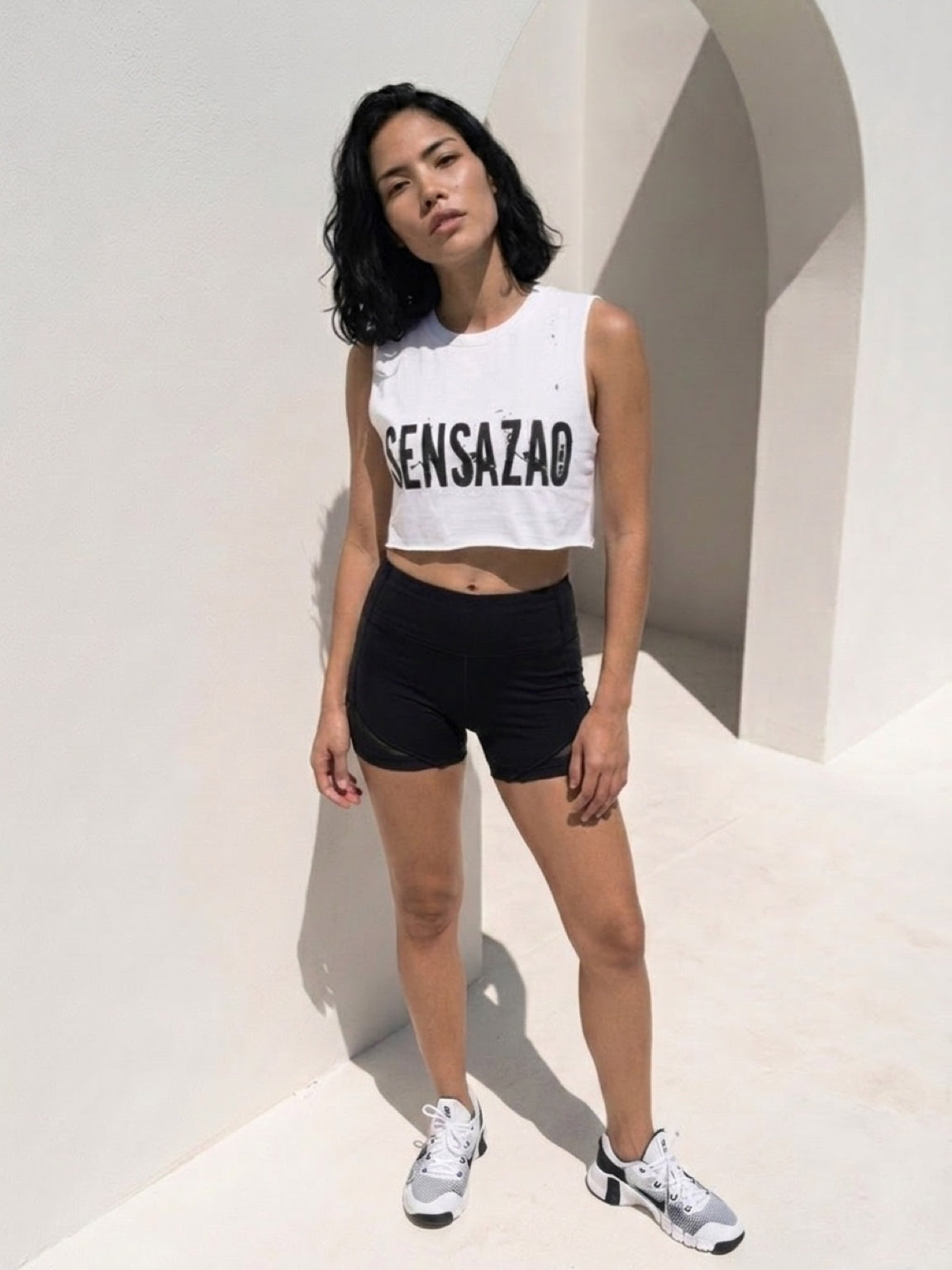 White SSZ Crop Top