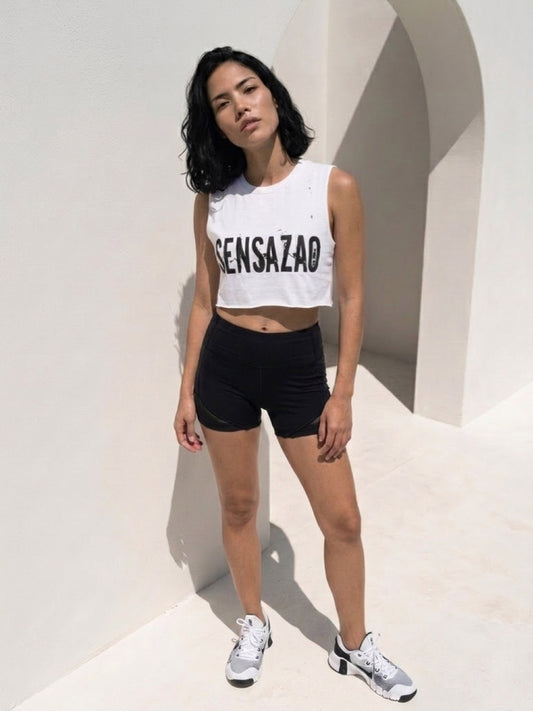 White SSZ Crop Top